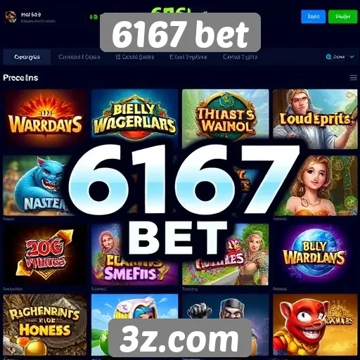 Diversidade de jogos disponíveis em 6167 bet